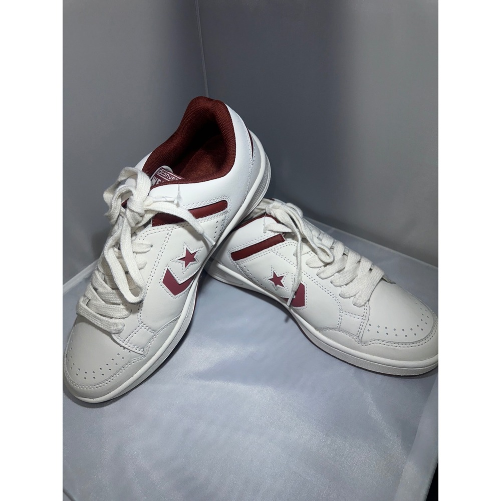 Converse Weapon Low Sneakers White Burgundy Leather‎ Basketball Shoes M9 Sample